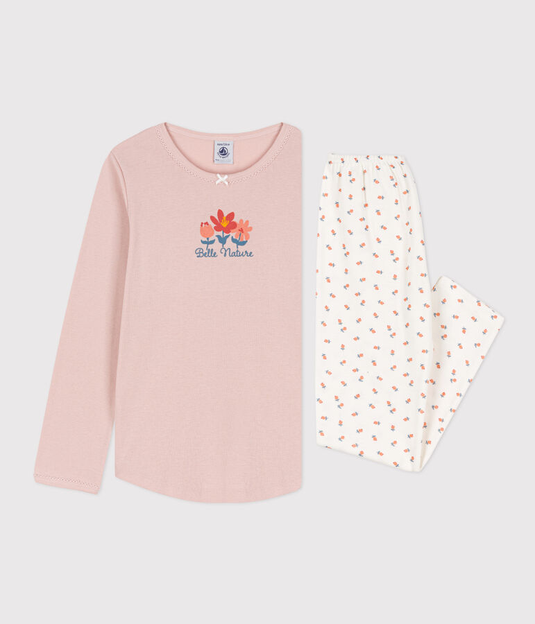Pyjama petite fille en coton rose/multicouleur