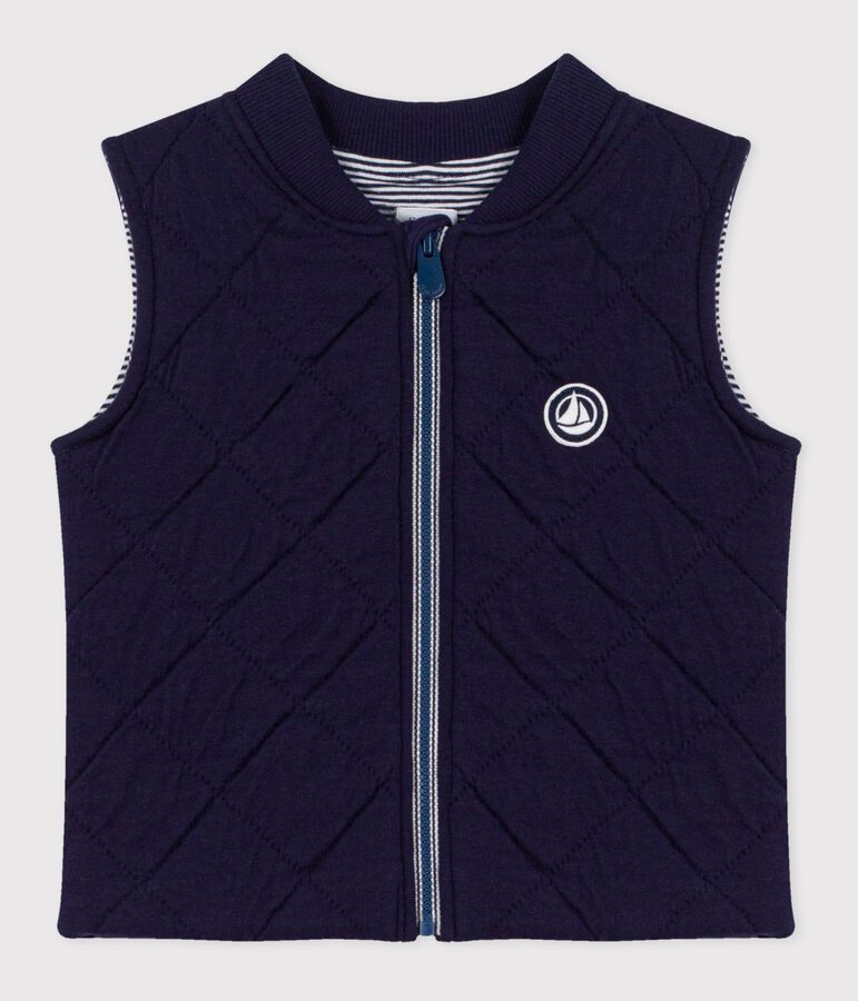 Doudoune b&eacute;b&eacute; sans manche en coton matelass&eacute; bleu