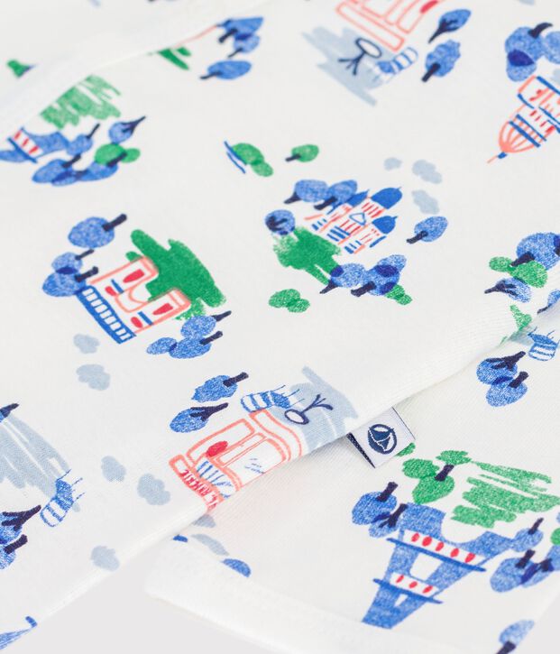 Pyjama b&eacute;b&eacute; en coton sans pieds imprim&eacute; Paris blanc/multicouleur