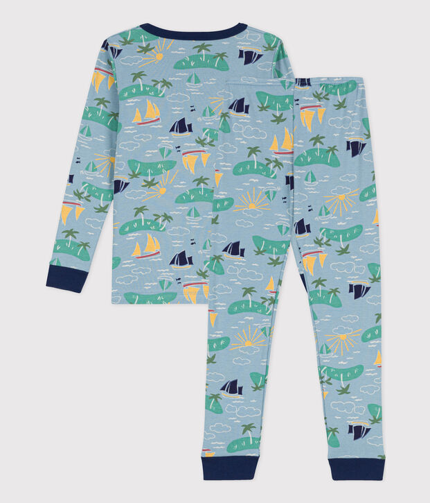 Pyjama ajust&eacute; explorateur en coton enfant bleu/multicouleur