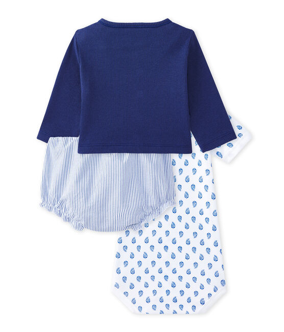 Ensemble bébé garçon 3 pièces bleu CHALOUPE/blanc ECUME/ PERSE