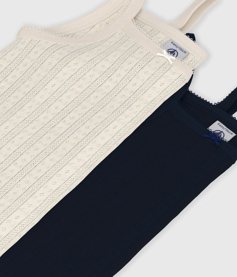 Setje kinderhemdjes van effen ajourkatoen multicouleur