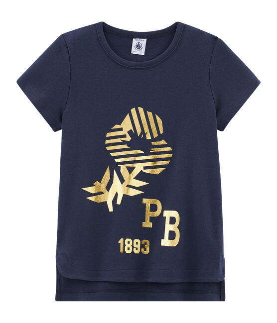 Tee-shirt manches courtes enfant fille bleu SMOKING