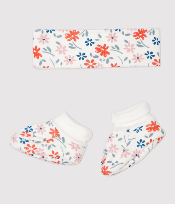 Set haarband en slofjes met bloemenprint voor babymeisjes van biologisch katoen variante 1
