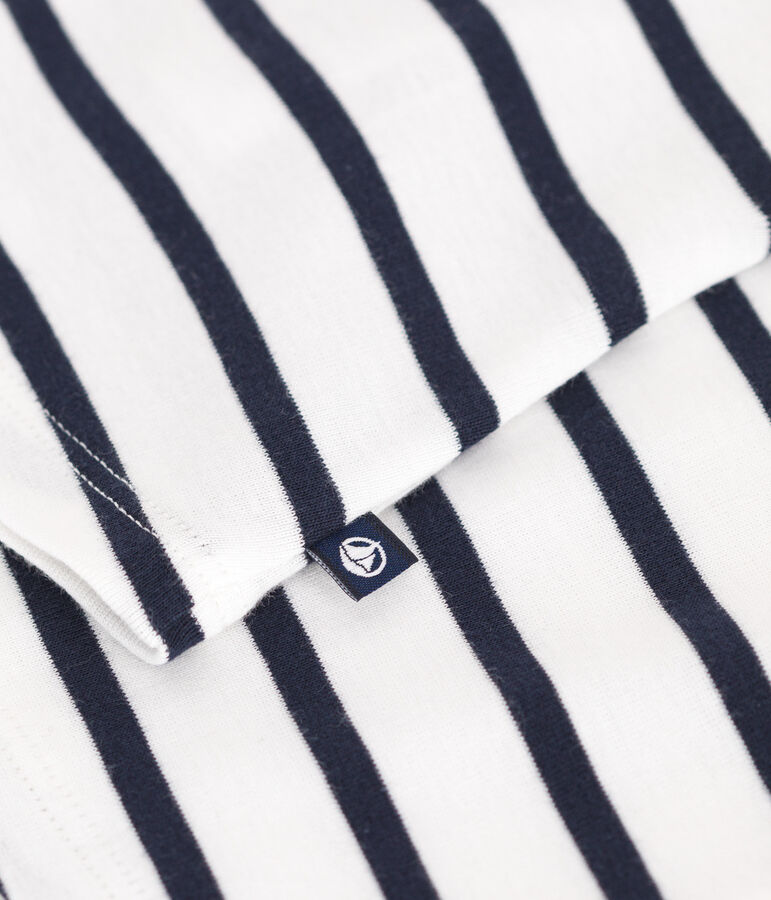 Gestreept katoenen babybloesje zonder mouwen wit/blauw