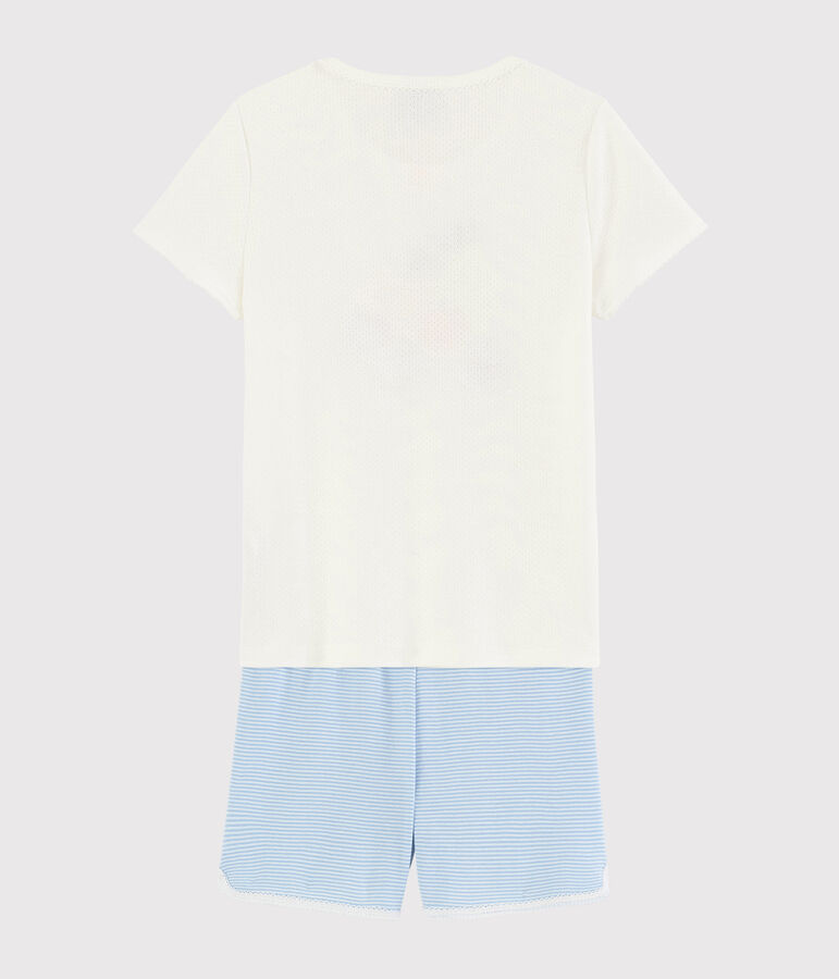 Katoenen pyjacourt met zomerfruitpatroon voor meisjes wit/multicouleur