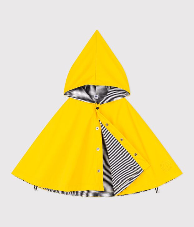 Cape de pluie b&eacute;b&eacute; en coton et maille enduite jaune