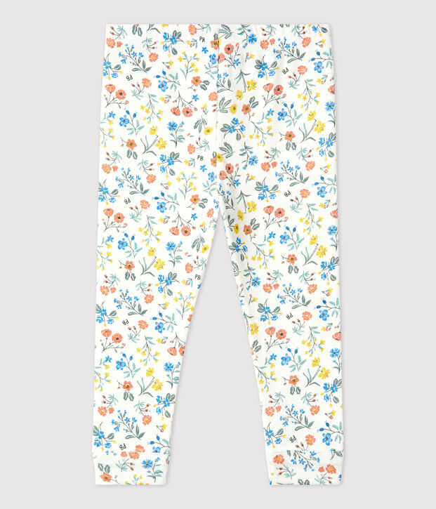 Legging imprim&eacute; fleuri en coton b&eacute;b&eacute; blanc/multicouleur