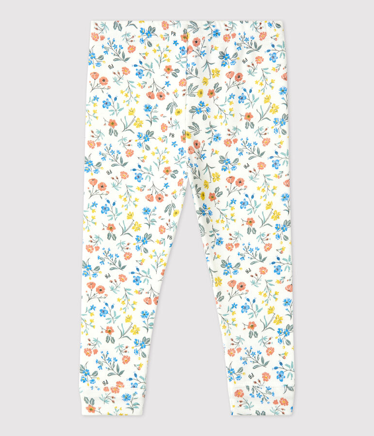 Legging van katoen met bloemenprint voor babymeisjes wit MARSHMALLOW/wit MULTICO