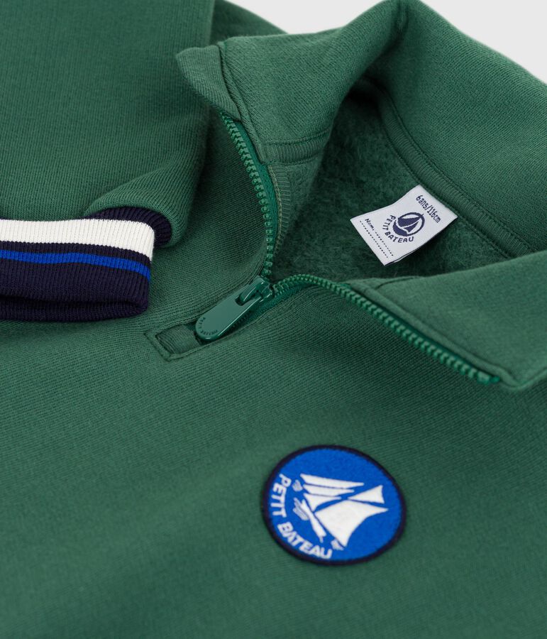 Sweatshirt camionneur enfant en coton uni vert