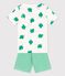 Pyjacourt motif palmes petit garçon en coton biologique blanc MARSHMALLOW/vert GAZON
