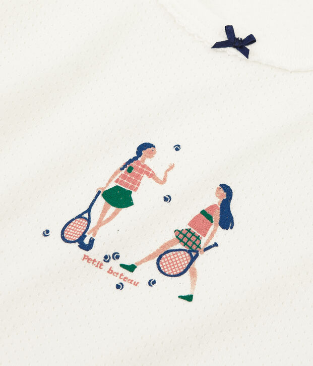 Meisjespyjama in ribkatoen wit/roze