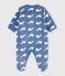 Surpyjama b&eacute;b&eacute; en polaire imprim&eacute; baleine bleu/blanc