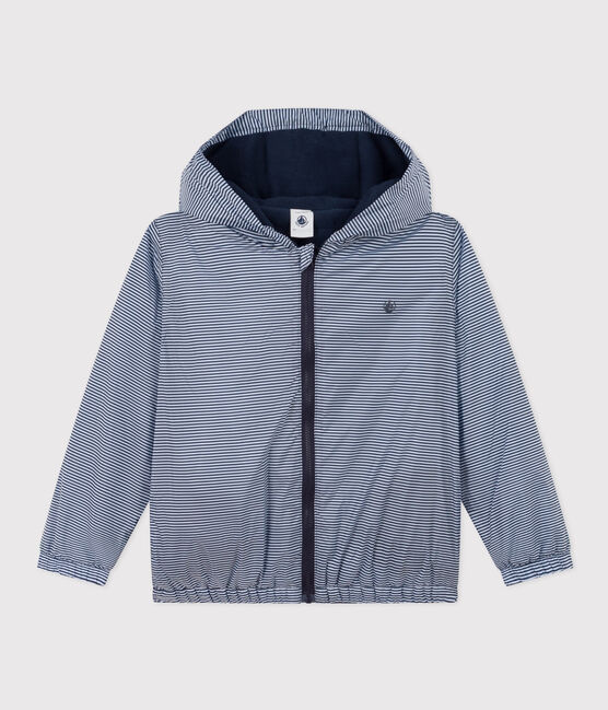 Warme windbreker van gerecycleerd polyester voor jongens/meisjes blauw SMOKING/wit MARSHMALLOW