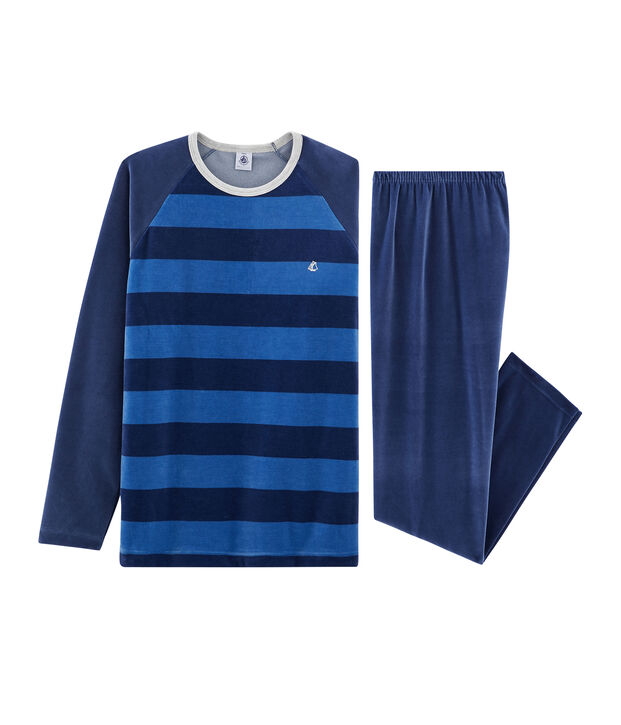 Pyjama gar&ccedil;on en velours bleu/bleu