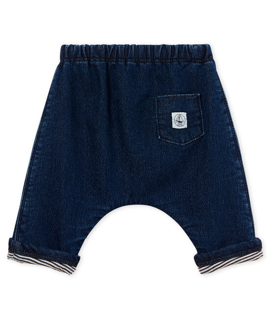 uniseks babybroek gevoerd met stof met denimeffect blauw DENIM BLEU FONCE CN