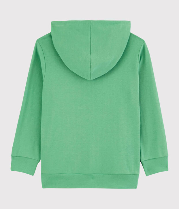 Sweatshirt zipp&eacute; &agrave; capuche en coton enfant gar&ccedil;on vert