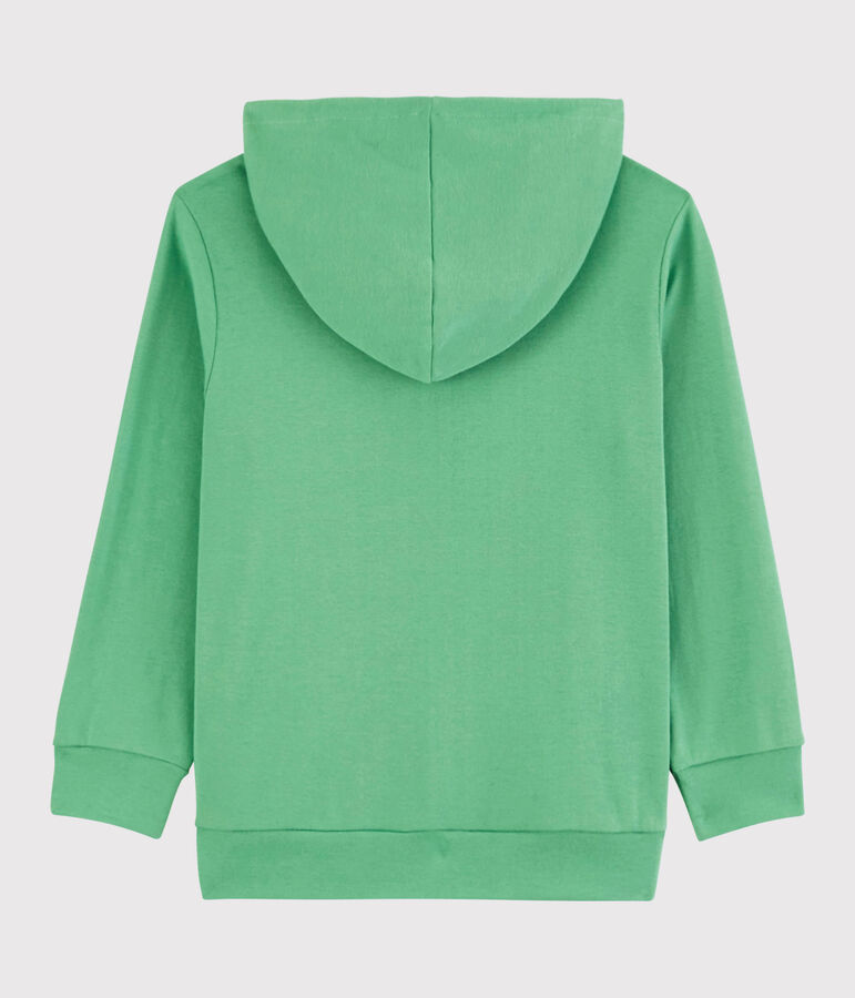 Katoenen sweater met capuchon en rits voor jongens groen