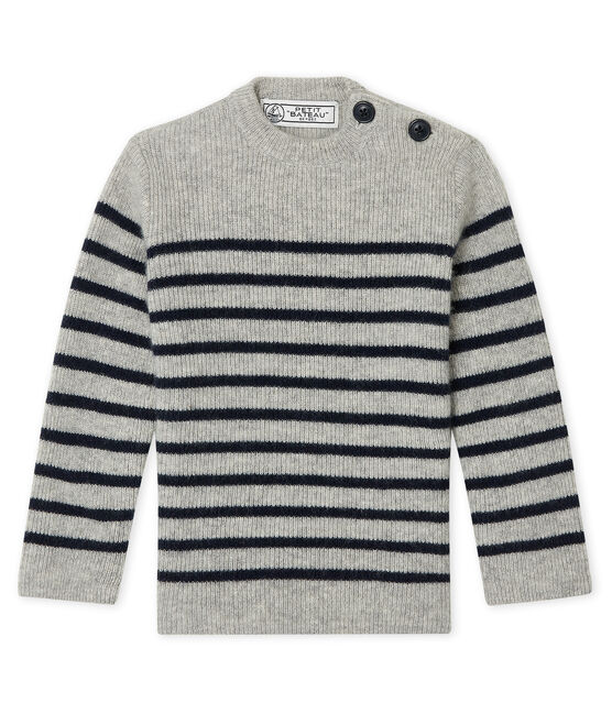 Trui van kasjmier babyjongen grijs BELUGA/blauw SMOKING