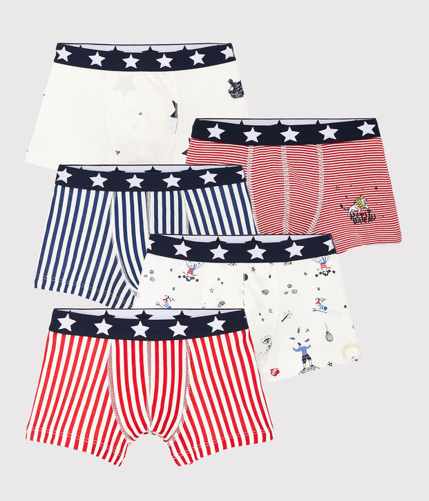 Set van 5 boxershorts voor jongens met feestelijke print multicouleur