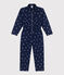 Katoenen kinderjumpsuit met lange mouwen en bloemenprint blauw MEDIEVAL/wit MARSHMALLOW