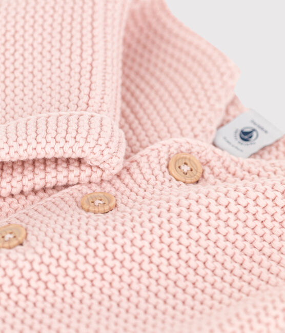 Gebreide uniseks babycardigan in ribbelsteek roze SALINE