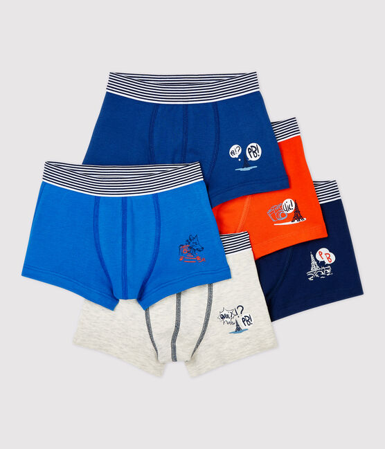 Set van 5 katoenen jongens boxershorts met Parijs thema variante 1