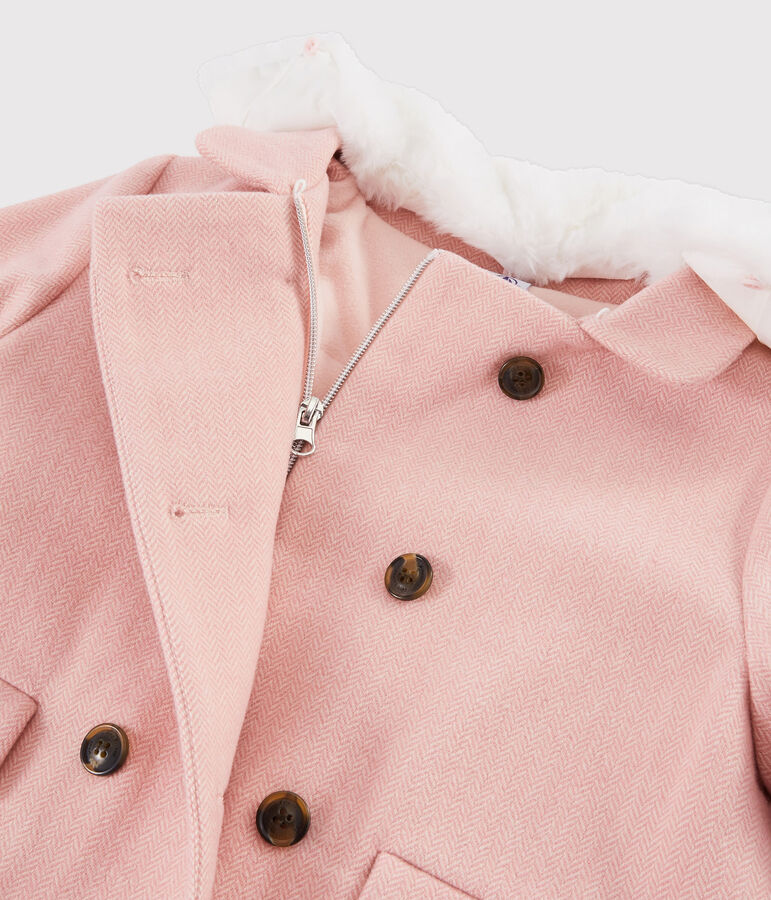 Manteau en drap de laine fille rose