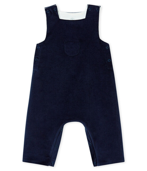 Salopette en velours tr&egrave;s fin b&eacute;b&eacute; gar&ccedil;on bleu marine