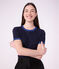 Tee-shirt femme en coton manches courtes uni bleu marine