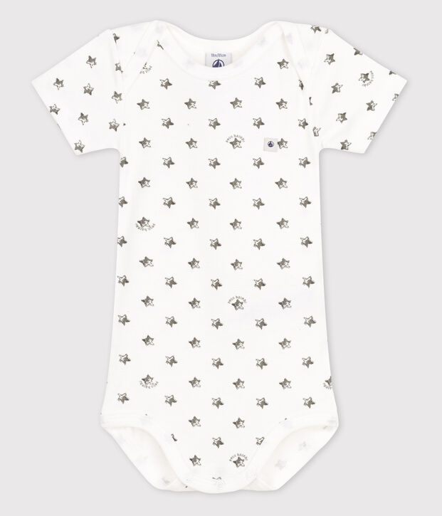 Babybody met korte mouwen wit/grijs/blauw