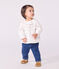 Blouse bébé en popeline de coton manches longues, à col et brodée blanc ECUME