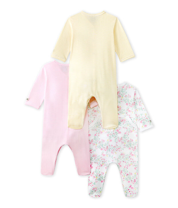Set van drie pyjama's voor babymeisjes wit