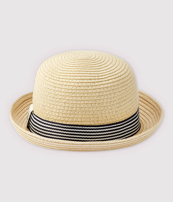 Chapeau rond en paille bébé garçon rose NATUREL