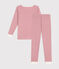 Pyjama ajusté en coton rayé enfant rose ROSEWOOD/ MARSHMALLOW