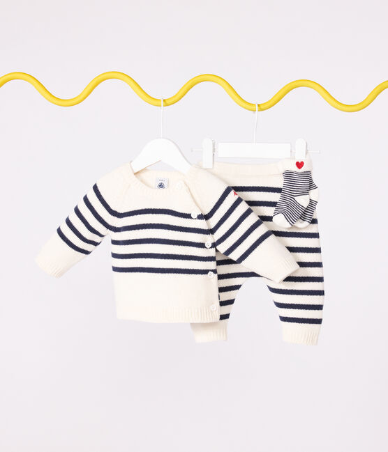 Tweedelig gebreid setje met marinestrepen blauw MARSHMALLOW/ SOIR
