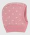 Babybivakmutsje in wol en katoen met hartjesprint roze CHARME/wit MARSHMALLOW