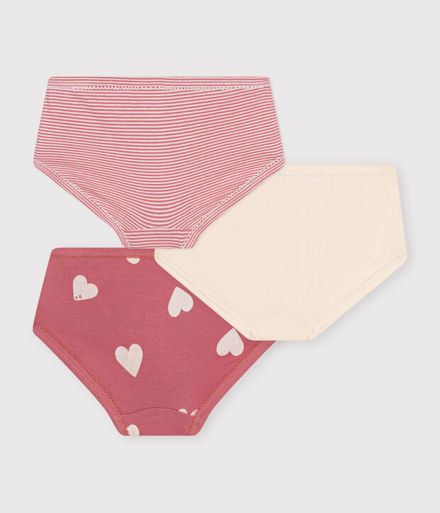 Lot de 3 culottes taille haute c&oelig;ur en coton enfant multicouleur