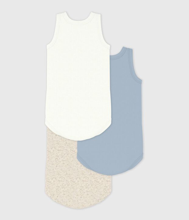Set van 3 effen katoenen body's zonder mouwen voor baby's multicouleur
