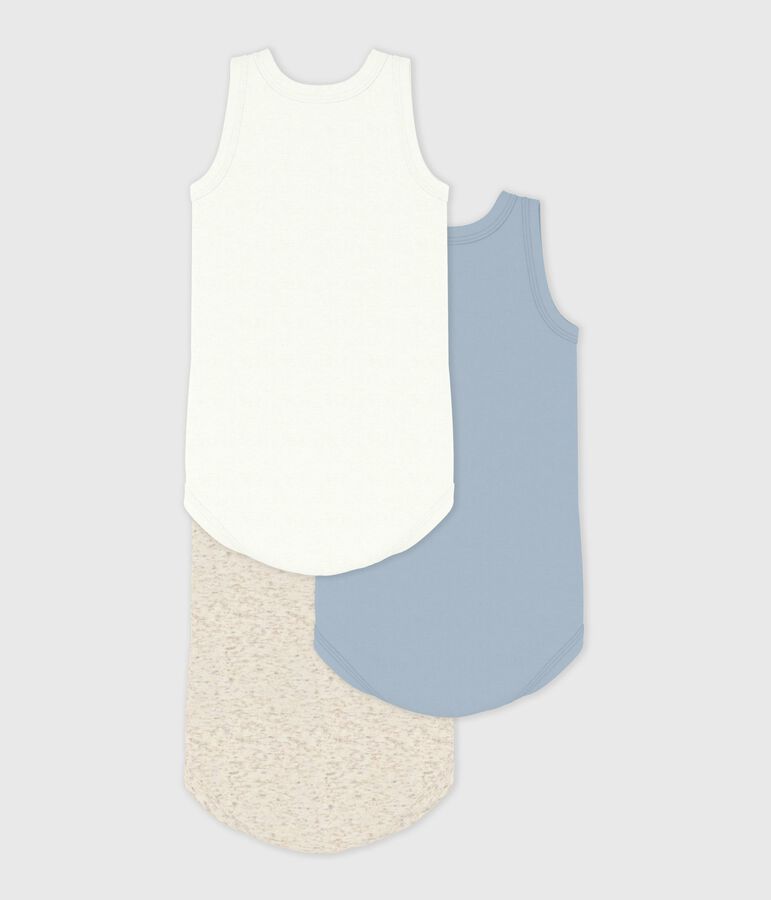Set van 3 effen katoenen body's zonder mouwen voor baby's multicouleur
