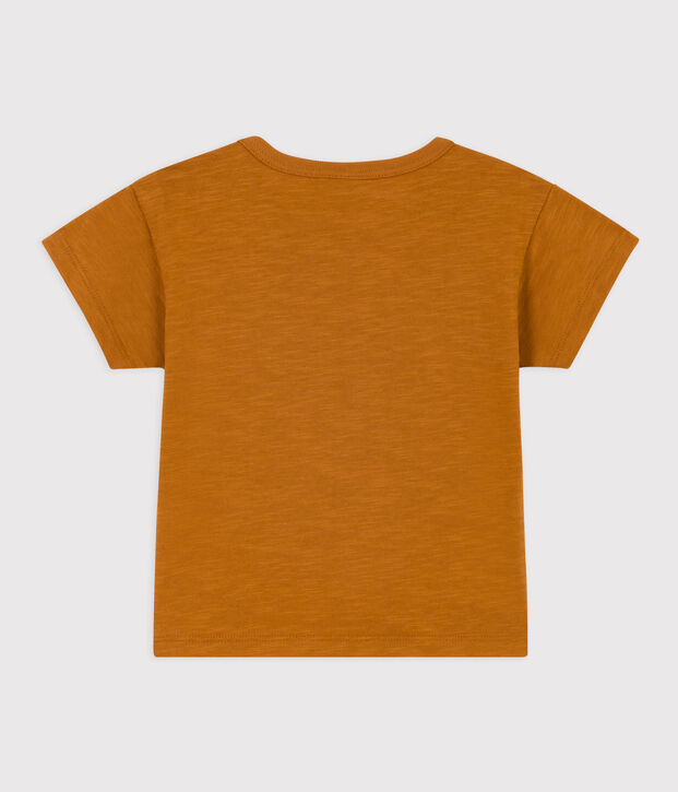T-shirt met korte mouwen in gevlamde jersey voor babyjongens. bruin