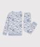 Pyjama enfant en velours imprim&eacute; bonhommes de neige bleu/multicouleur
