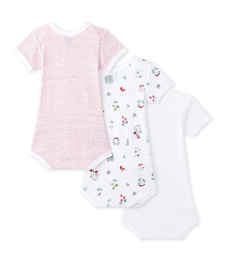 Lot de 3 bodies b&eacute;b&eacute; fille manches courtes blanc LOT