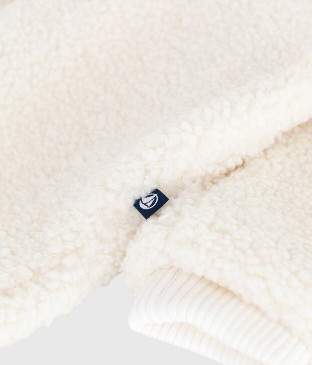 Combi pilote b&eacute;b&eacute; en sherpa avec oreilles et doubl&eacute;e milleraies &eacute;cru