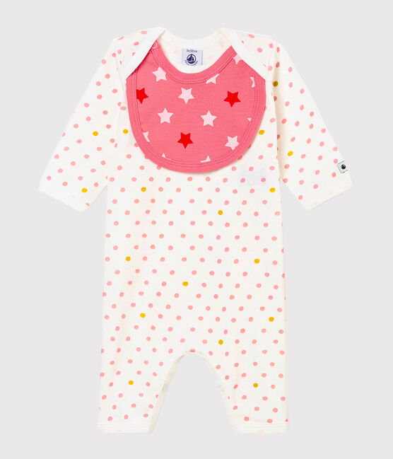 Dors bien sans pieds et bavoir bébé fille blanc MARSHMALLOW/blanc MULTICO