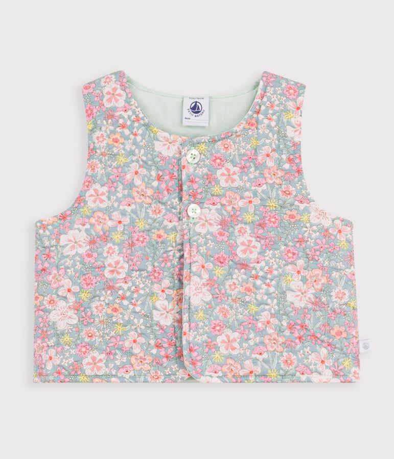 Katoenen vestje zonder mouwen met bloemenprint voor baby's blauw/multicouleur