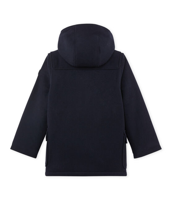 Wollen duffelcoat met voering voor jongens blauw SMOKING