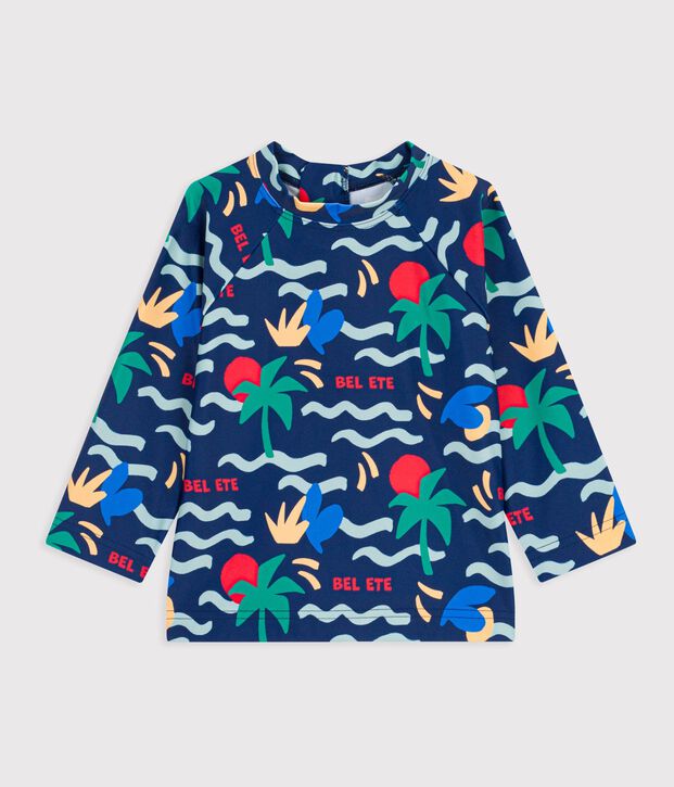 T-shirt met print en uv-bescherming voor baby's blauw/multicouleur