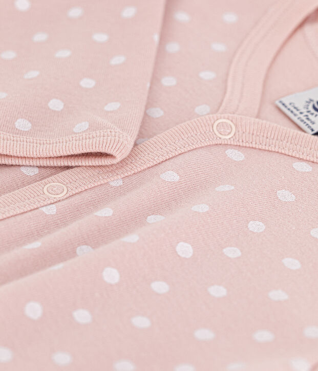 Dors-bien pois en coton rose/blanc