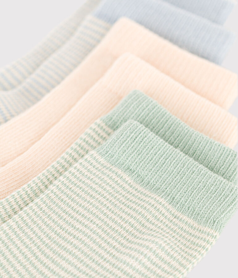 3 paires de chaussettes en coton milleraies b&eacute;b&eacute; multicouleur